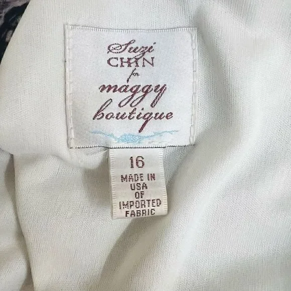 Suzi Chin for Maggy Boutique Womens Snake Print Crew Neck Belted Midi Dress 16 - Picture 6 of 7